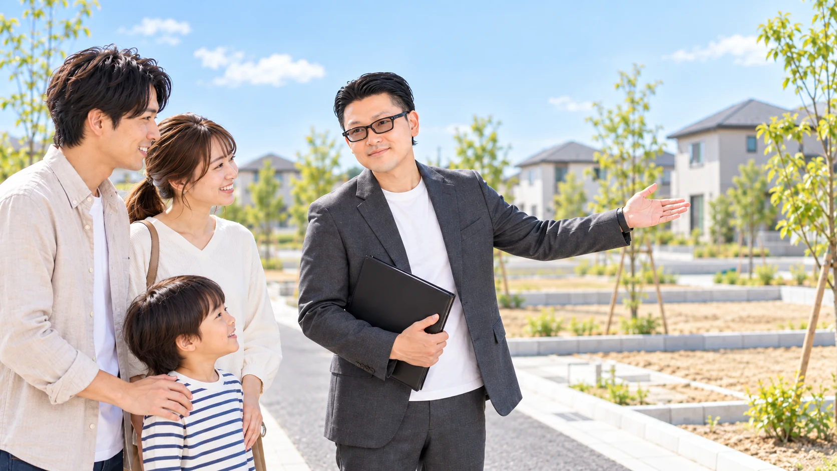 土地の特徴をご家族と確認する案内イメージ