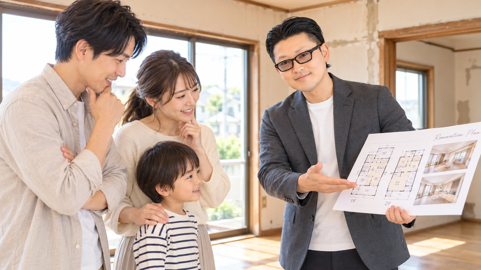 金内が中古住宅の購入と改修案をご説明するイメージ