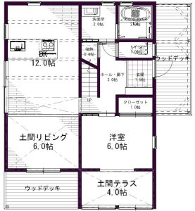 30坪3LDKの家間取り図（1階）