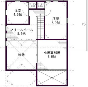 土間リビングのあるロフトハウス間取り図（2階）