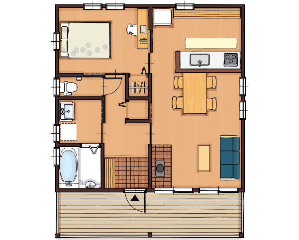 タイニーハウスのおしゃれな間取り実例 小さな平屋でミニマルな暮らし Technohome