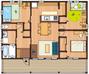 延べ床面積24坪の平屋間取り図