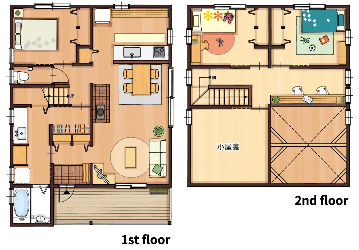 33.05坪の2階建て間取り図