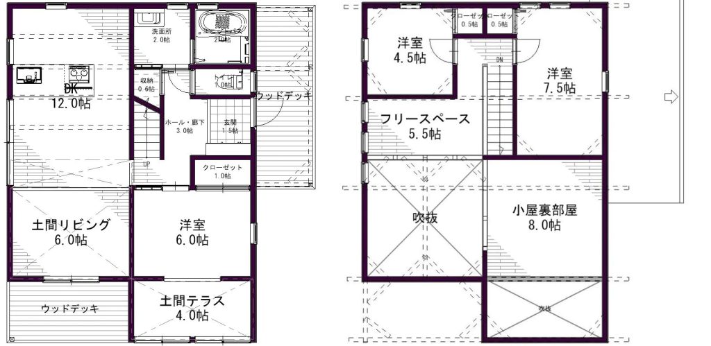 半平屋の間取り図事例