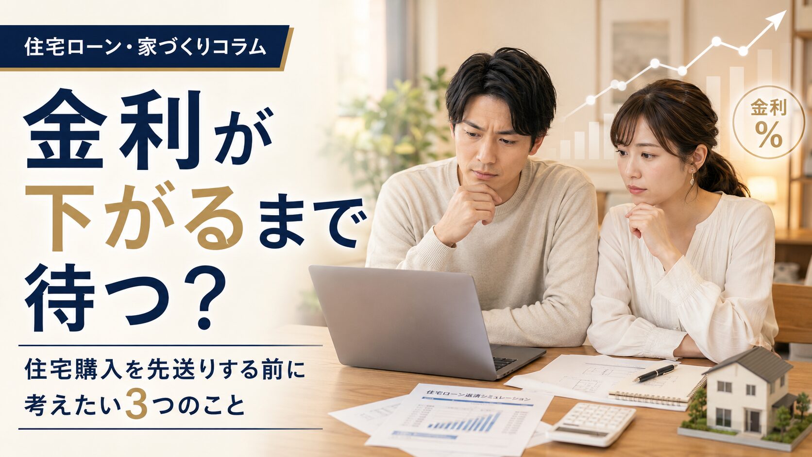 「金利が下がるまで待つ」は本当に正解?住宅購入を先送りする前に考えたい3つのこと アイチャッチ 「金利が下がるまで待つ」は本当に正解?住宅購入を先送りする前に考えたい3つのこと アイチャッチ