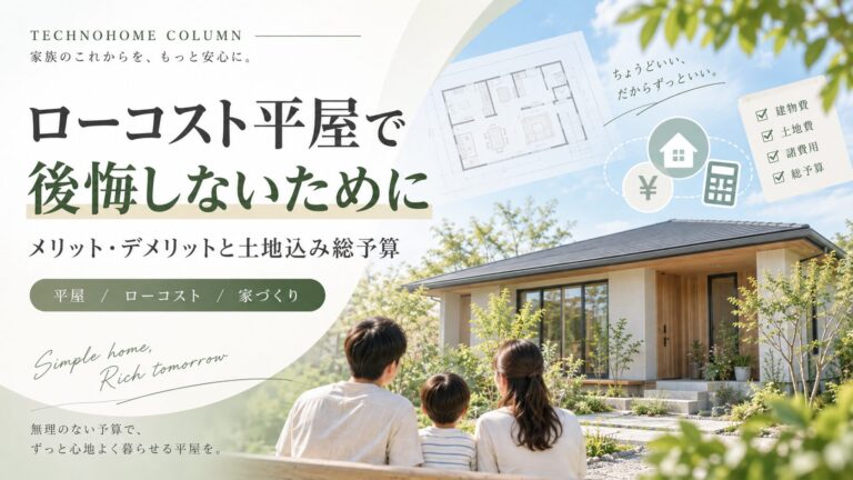 ローコスト平屋で後悔しないために|メリット・デメリットと土地込み総予算