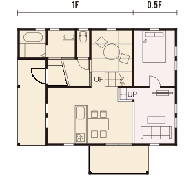 平屋みたいな二階建ての間取り図①